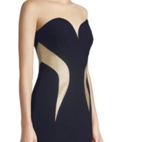 NWT Rebecca Vallance Lucienne Bonded Crepe Strapless Mermaid Gown in Ink SZ 2